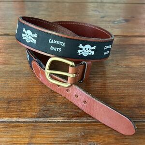 Leather man ltd top grain leather Calcutta baits skull and crossbones belt